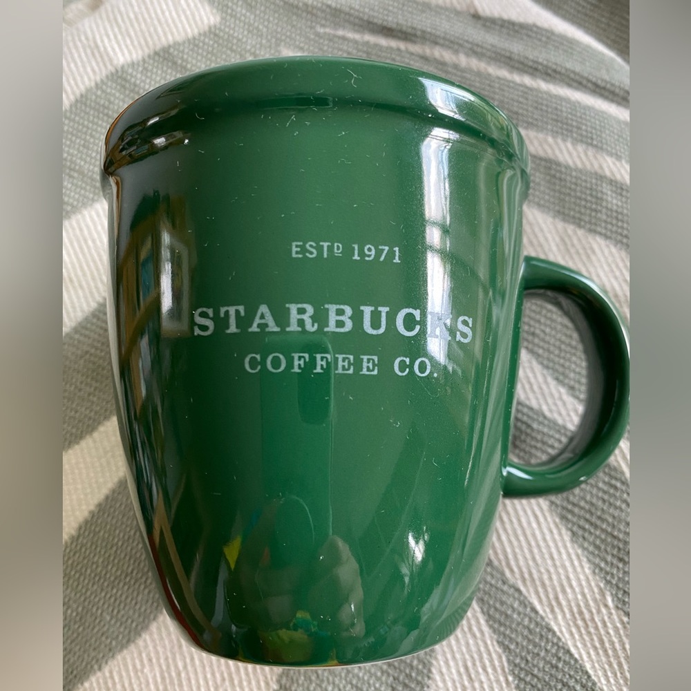 Starbucks coffee mug, forest green, EUC, 2001
